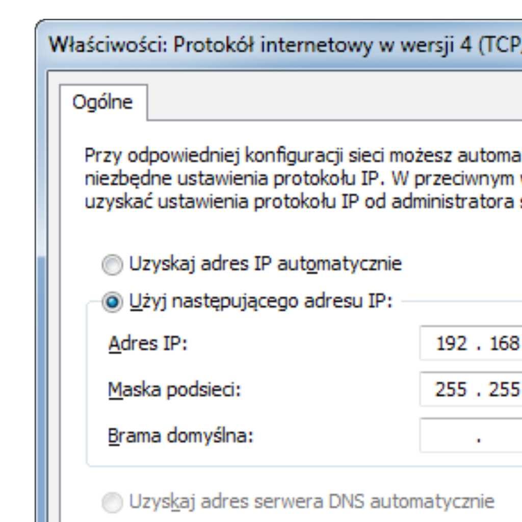 Następnie wybrać połączenie sieciowe prawym