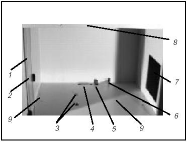 otwór umożliwiający mocowanie przesłon dla wiązki promieniowania rentgenowskiego (przesłony przechowywane są w szufladzie), 3.