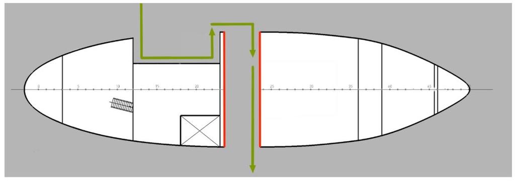 1.. Projekt ekspozycji Przyjęta wersja projektu ekspozycji kadłuba zakłada umożliwienie obejrzenie wnętrza ładowni kutra, która została