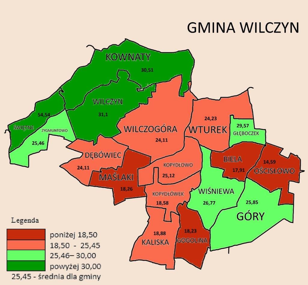Rysunek 21 W10 - Przeciętna powierzchnia użytkowa lokalu na osobę (m 2 ) Źródło: Opracowanie własne na podstawie danych Urzędu Gminy w Wilczynie III.3.3.2. Depopulacja ludności Depopulacja ma wyraźne konsekwencje społeczne i ekonomiczne.