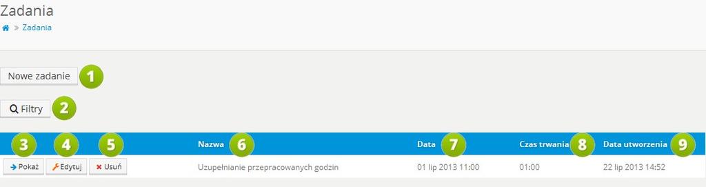 4. ZADANIA RYS. 21 PLATFORMA EDUSCIENCE ZADANIA 1. Nowe zadanie kliknięcie linku wyświetli widok dodawania nowego zadania.