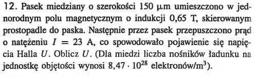 Jednorodne pole magnetyczne charakteryzuje wektor natęŝenia pola H = (0;0;10) A/m.