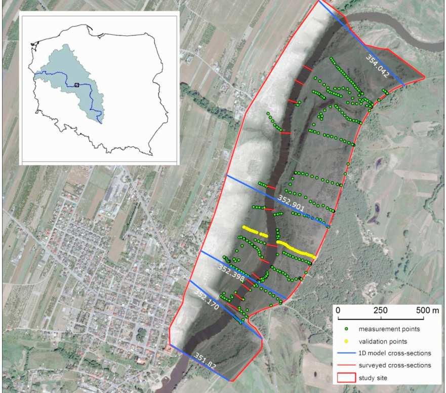Obiektem badawczy (ryc.19) stanowił odcinek rzeki Warty o długości 2220 m zlokalizowany w pobliżu miejscowości Pyzdry, pomiędzy km 351.820 a km 354.042.