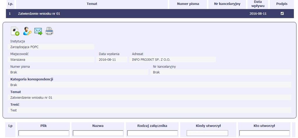 6.1.8. Nadawanie numeru W ramach SL2014 otrzymujesz również korespondencję oraz wiadomości z instytucji z którą podpisałeś/aś umowę.