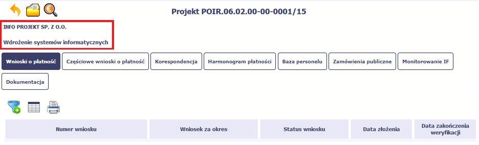 W dolnej części znajdują się zakładki odpowiadające poszczególnym