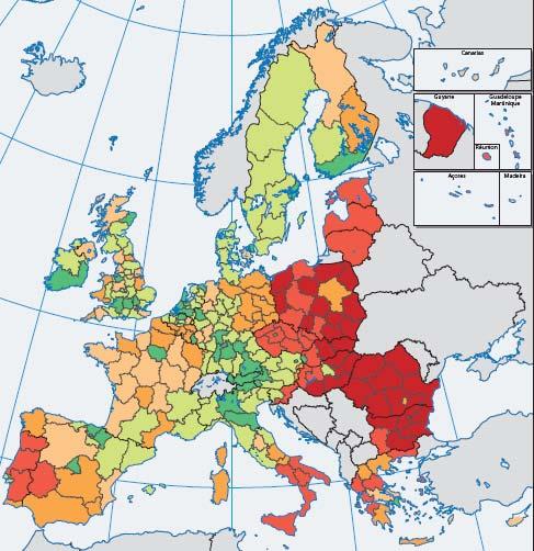 Sytuacja i trendy: : różnicer regionalne najbardziej rozwinięte regiony (10% populacji)