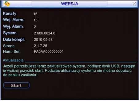 STRUKTURA MENU I OPIS DOSTĘPNYCH FUNKCJI 5.6.5 Użytkownicy online Rys. 5-45. Informacja o Wersji rejestratora.