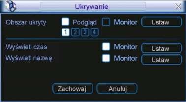 STRUKTURA MENU I OPIS DOSTĘPNYCH FUNKCJI Rys. 5-6. Menu Kompresja Ukrywanie. Wyświetl czas pozwala zdefiniować, czy na ekranie dla tej kamery będzie wyświetlany czas i data.