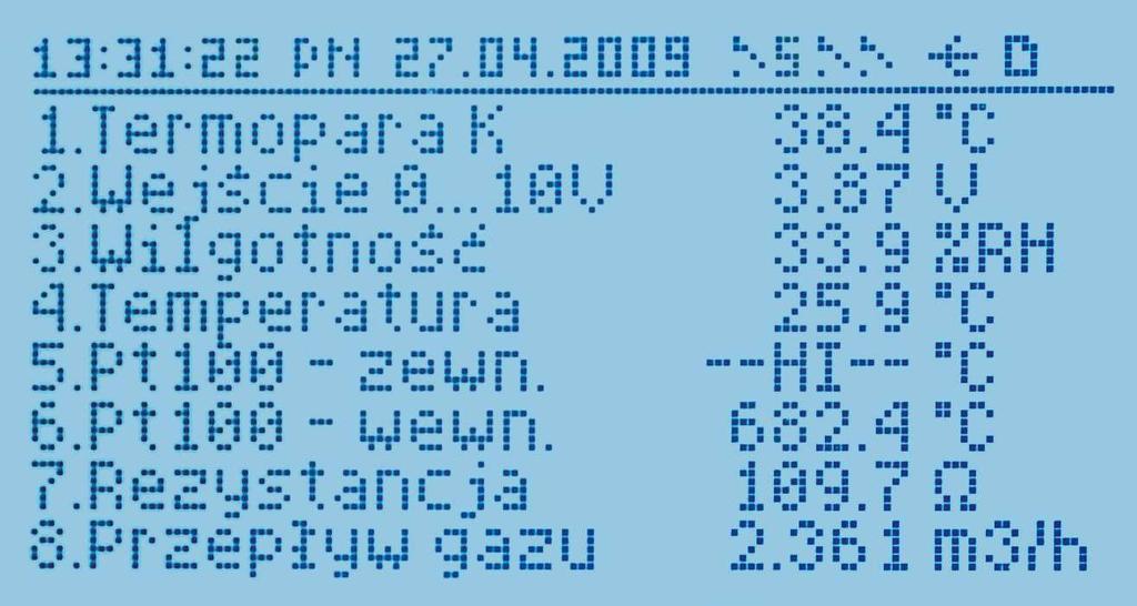 USB komputera (5a), (rozdział 12.6) 6 sygnalizacja obecności karty SD/MMC w rejestratorze 7 sygnalizacja trwania rejestracji w pamięci wewnętrznej, karcie SD/MMC lub pamięci USB 11.2. LISTA POMIARÓW (TYLKO TEKST) 1 2 3 4 5 Element Opis 1 pasek statusu (rozdział 11.
