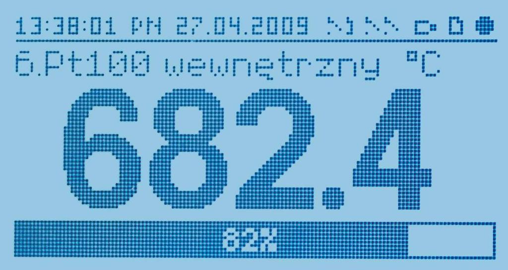 6 graficzna reprezentacja pomiaru (bargraf) w zakresie ustawionym przez parametry Dół zakresu wskazań oraz Góra zakresu wskazań (rozdział 12.3) 11.4.