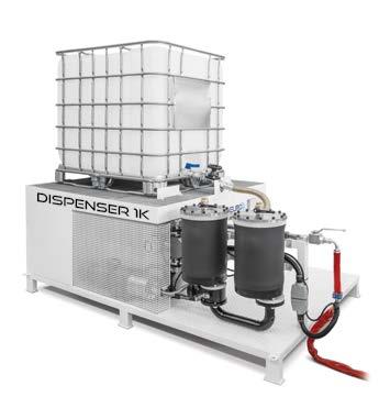Zasadniczo ten typ instalacji łączony jest ze zautomatyzowanymi systemami do rozprowadzania kleju. Pojemność opakowania produktu chemicznego: 1000 l.