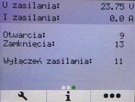 Zielone wypełnienie pola z cyfrą oznacza stan wysoki na danym wejściu lub wyjściu, kolor biały - stan niski.