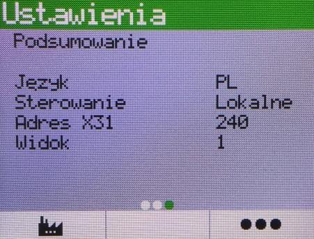 Po włączeniu ekranu wyświetlony jest aktualnie ustawiony adres, którego zmiana jest możliwa za pomocą klawiszy oraz.