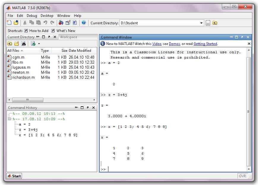 1. Opis stanowiska 1.1. Stosowana aparatura Podczas zajęć wykorzystywany jest komputer klasy PC z systemem operacyjnym Microsoft Windows (XP/Vista/7). 1.. Oprogramowanie Na komputerach zainstalowane jest środowisko Matlab R007b (Version 7.