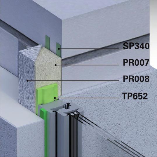 illbruck MOWO - Typ 2 Profil instalacyjny PR007, w przypadku większości profili okiennych, umożliwia pełne wysunięcie okna w warstwę ocieplenia (do 90mm poza obrys muru) Możliwe zastosowanie