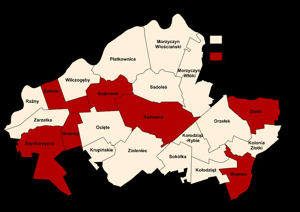 Płatkownica 7 1 2,7 0,4 Rażny 1 0 1,1 0,0 Sadoleś 6 5 1,9 (1 nie rozpoczął 6,1 działalności) Sadowne 84 17 6,4 1,3 Sojkówek 9 0 4,4 0,0