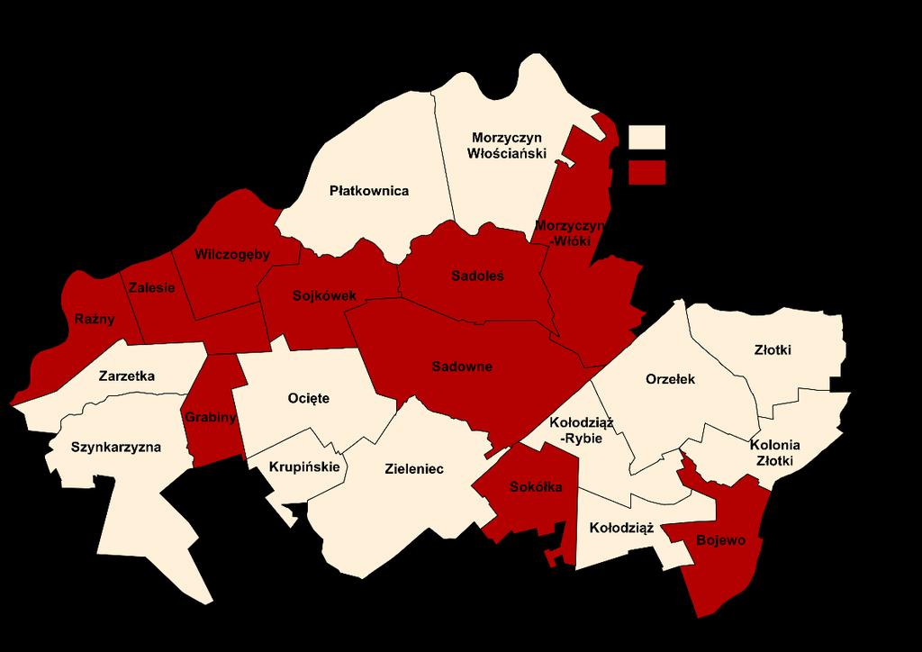 Rysunek 13. Zinwentaryzowane zasoby masy azbestowej w przeliczeniu na 1 ha powierzchni miejscowości - stan na 31.12.2015 r.