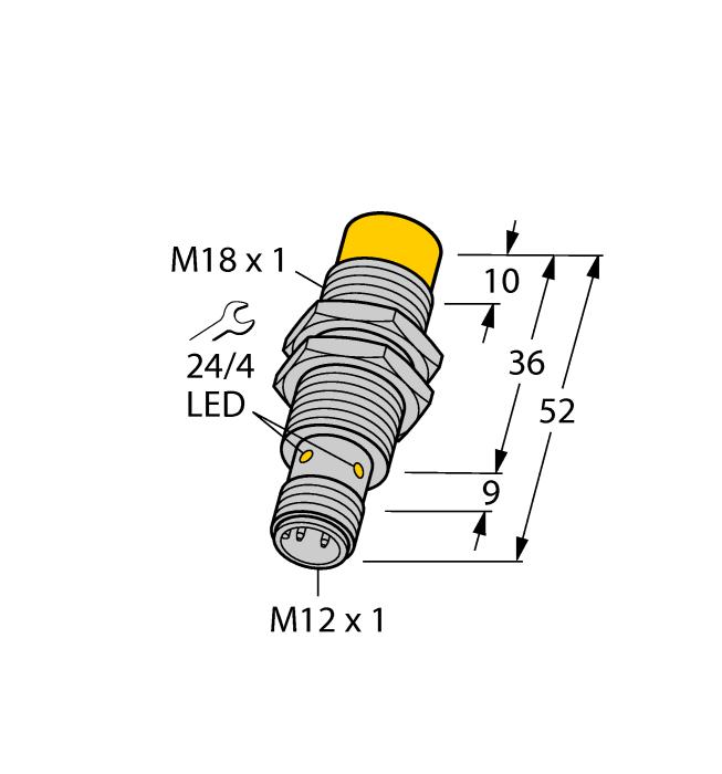 ATEX kategoria II 1 G, strefa Ex 0 ATEX kategoria II 1 D, strefa Ex 20 SIL2 zgodny z IEC 61508 gwintowany cylinder M18x1 mosiądz chromowany 2-przewodowy DC, nom. 8.