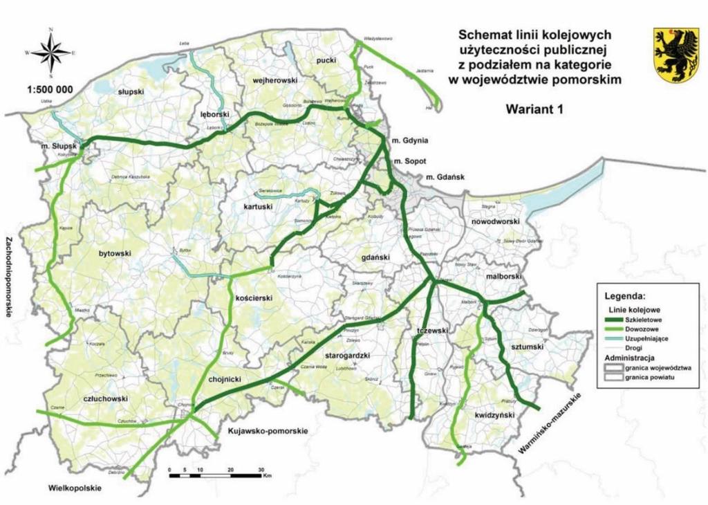 W wojewódzkich przewozach pasażerskich za linię kolejową użyteczności publicznej uzupełniającą przebiegającą przez miasto Słupsk uznano linię Słupsk Ustka. Tab. 17.