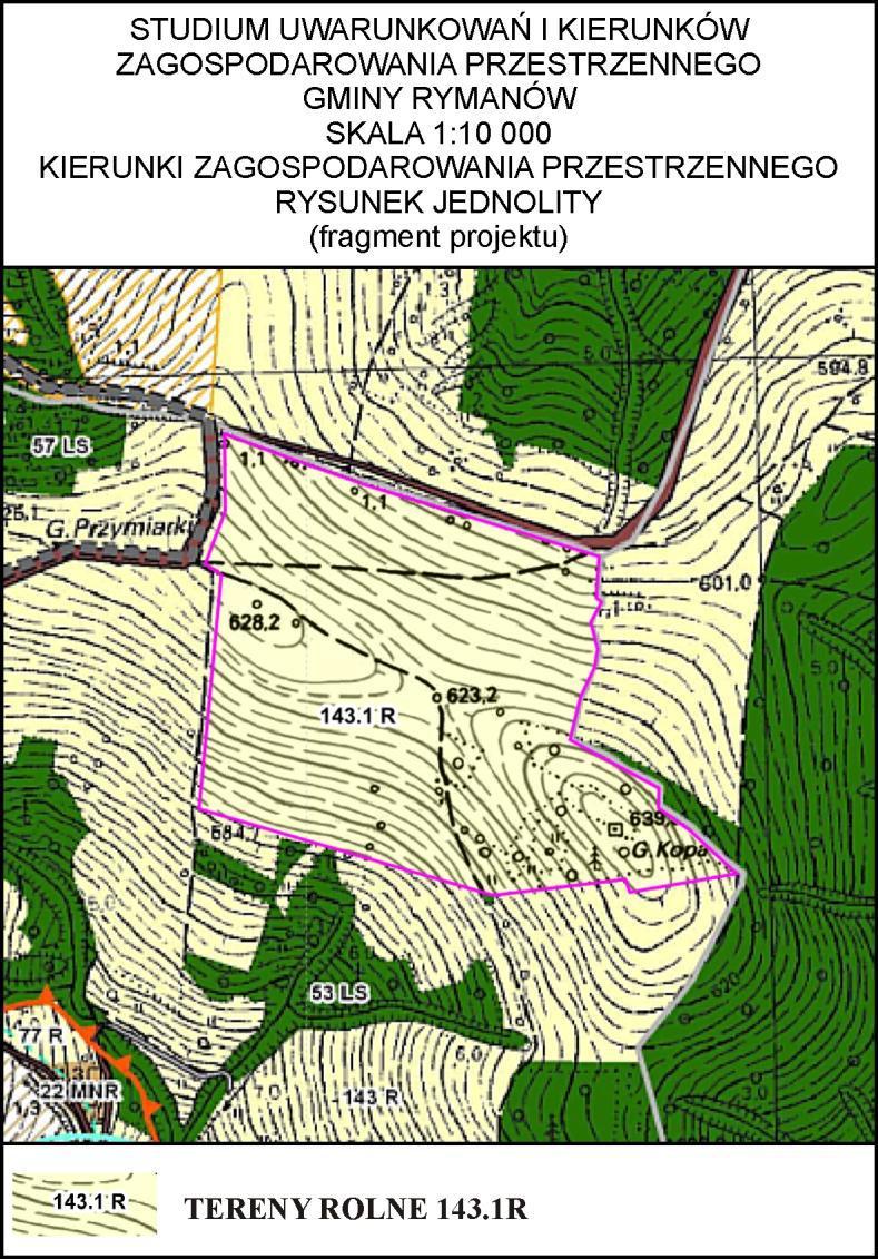 Projekt MPZP BAŁUCIANKA 1/2017 nie narusza ustaleń Studium Uwarunkowań i Kierunków Zagospodarowania Przestrzennego Gminy Rymanów uchwalonego Uchwałą Nr LV/554/14 Rady Miejskiej w Rymanowie z dnia 24