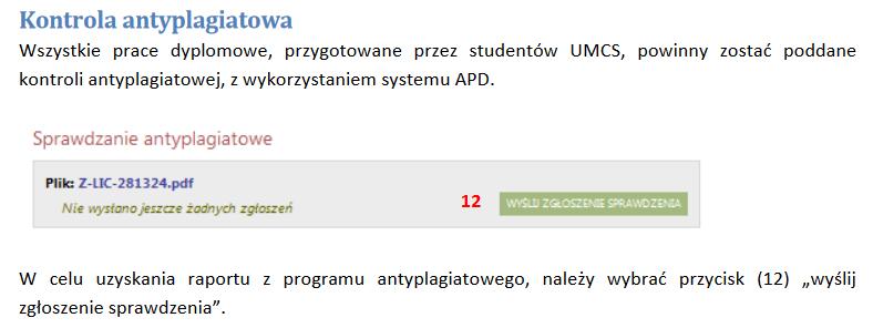 Screen z Instrukcji wewnętrznej dla promotorów prac dyplomowych w UMCS JSA nie zastąpi promotora. W dalszym ciągu decyzję, o tym, czy praca jest plagiatem podejmuje promotor.