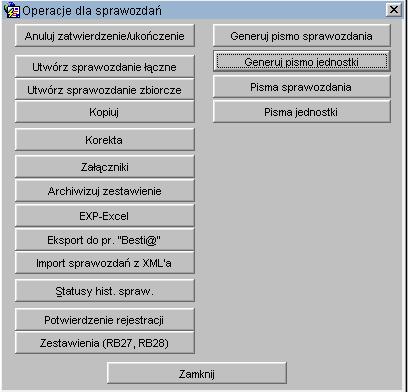 ukończenie ostatecznej wersji sprawozdania, po użyciu tej funkcji nie ma możliwości edycji arkusza sprawozdawczego; umożliwia edytowanie już wcześniej utworzonego sprawozdania (nieukończonego,