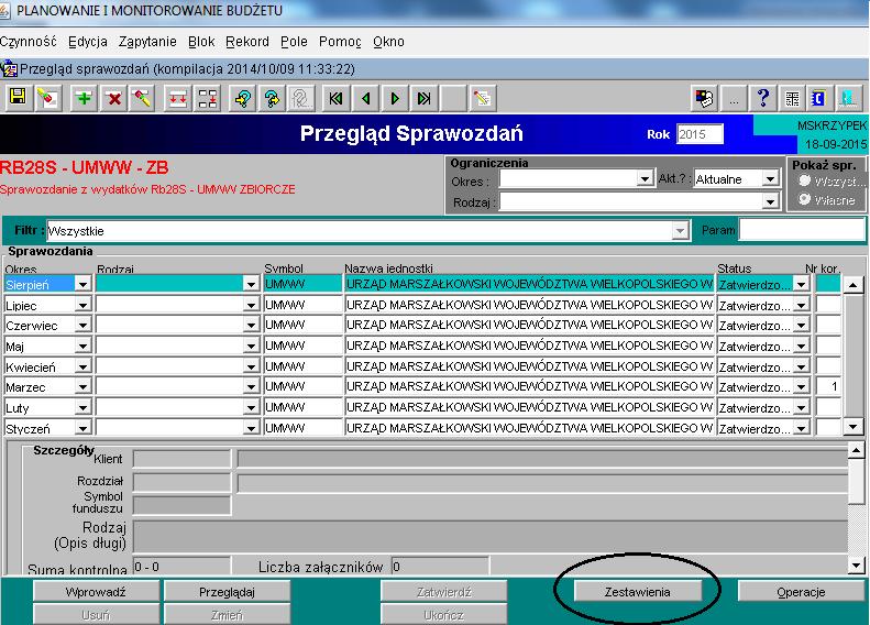 14. Eksport sprawozdań do programu MS Excel W celu wyeksportowania sprawozdania do programu