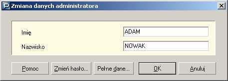 Aby zmienić dane lub hasło administratora: 5. Z menu Administracja wybierz polecenie Zmień dane administratora. 6.