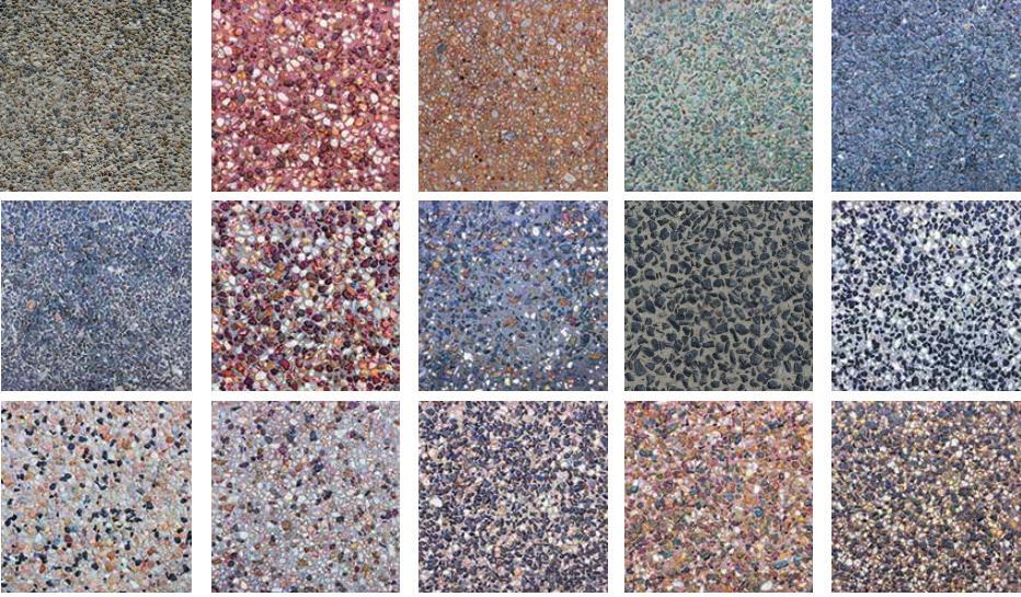 typu II Rys. 3. Przykład doboru kolorystyki kruszywa na zasadzie kontrastu (www.hanson.com.au) Największy zakres możliwych do uzyskania barw i odcieni betonu daje zastosowanie pigmentów (rys. 4).