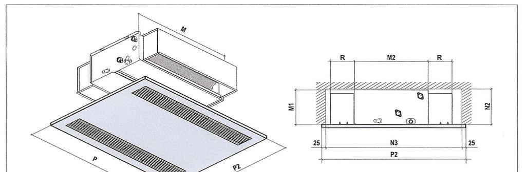 WYPOSAśENIE DODATKOWE PANEL OSŁONOWY Z BLACHY STALOWEJ BIAŁY Zabudowywanie klimakonwektorów we wnękach ściennych lub sufitowych powinno być stosowane ze względów bezpieczeństwa oraz estetycznych.