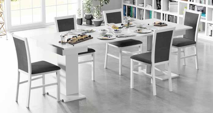 extendable table with white gloss 160/210/260/310/360/410 x 77 x 90 cm STAR 05 stół kolumnowy rozsuwany extendable table