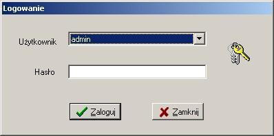 OBSŁUGA PROGRAMU. Po uruchomieniu programu ukazuje się okno logowania, w którym należy wprowadzić nazwę użytkownika i jego hasło.