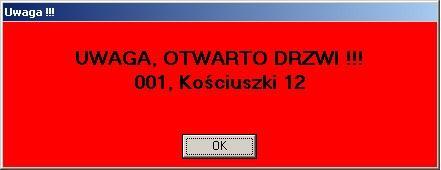 Użytkownik potwierdza przyjęcie informacji poprzez naciśnięcie klawisza OK, co powoduje zamknięcie okienka, a odpowiedni wpis