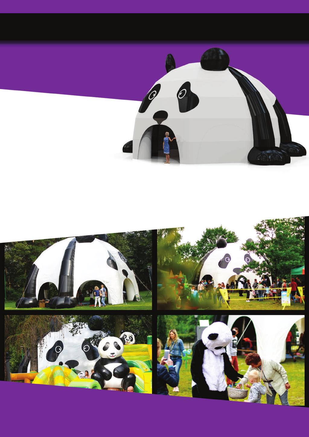 NAMIOT PANDA Wielofunkcyjny gigantyczny namiot Panda, będący centrum dobrej zabawy. Na powierzchni prawie 120 metrów kwadratowych można stworzyć dowolną strefę animacyjną.