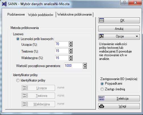 wtedy w skali ilościowej) Wybór zmiennych w programie: Można