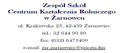 śląskie NIP: 637-10-50-018, REGON: 273579646 reprezentowanym przez: Ewa Śrubarczyk Dyrektor ZSCKR w Żarnowcu zwanym w dalszej części Umowy Zamawiającym a......... reprezentowanym przez:. zwanym w dalszej części Umowy Wykonawcą łącznie zaś zwanymi Stronami, o następującej treści: 1 1.