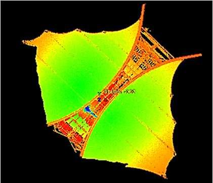 Obciążenie powierzchni membrany za pomocą dwóch osób oraz stanowiska pomiarowe dwóch laserów skanujących Pomiary geometrii panelu zostały wykonane za pomocą dwóch niezależnych urządzeń przez dwa