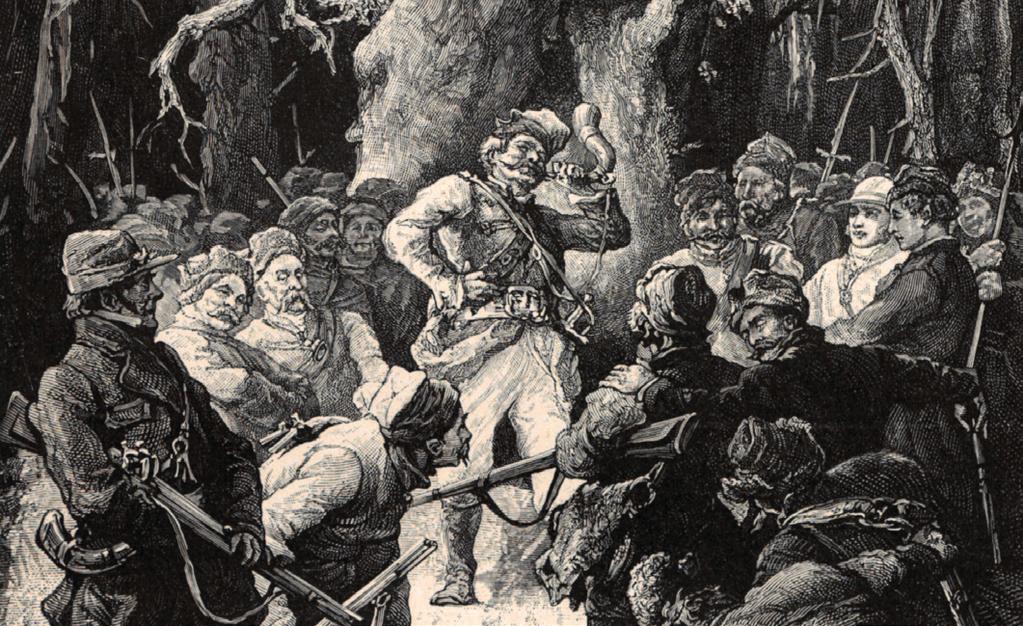 14. Obejrzyj ilustrację Jana Marcina Szancera do Pana Tadeusza i wykonaj zadanie. Dokończ zdanie. Wybierz odpowiedź A lub B oraz jej uzupełnienie 1, 2 lub 3.