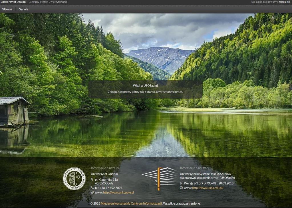 1. Logowanie do systemu USOSadm. USOSadm to nowa wersja USOS, wykonana w technologii Java. Program ten dostępny jest dla zalogowanych użytkowników.