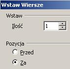 Zaznaczamy wiersz, który chcemy usunąć a następnie z górnego menu wybieramy Tabela-->Usuń-->Wiersze 1.