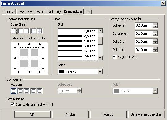 Formatowanie krawędzi tabeli Przy formatowaniu krawędzi najpierw zaznaczamy fragment tabeli, w którym mają być formatowane krawędzie Aby dostać się do funkcji formatowania krawędzi
