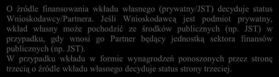 w przypadku, gdy wnosi go Partner będący jednostką sektora finansów publicznych (np. JST).