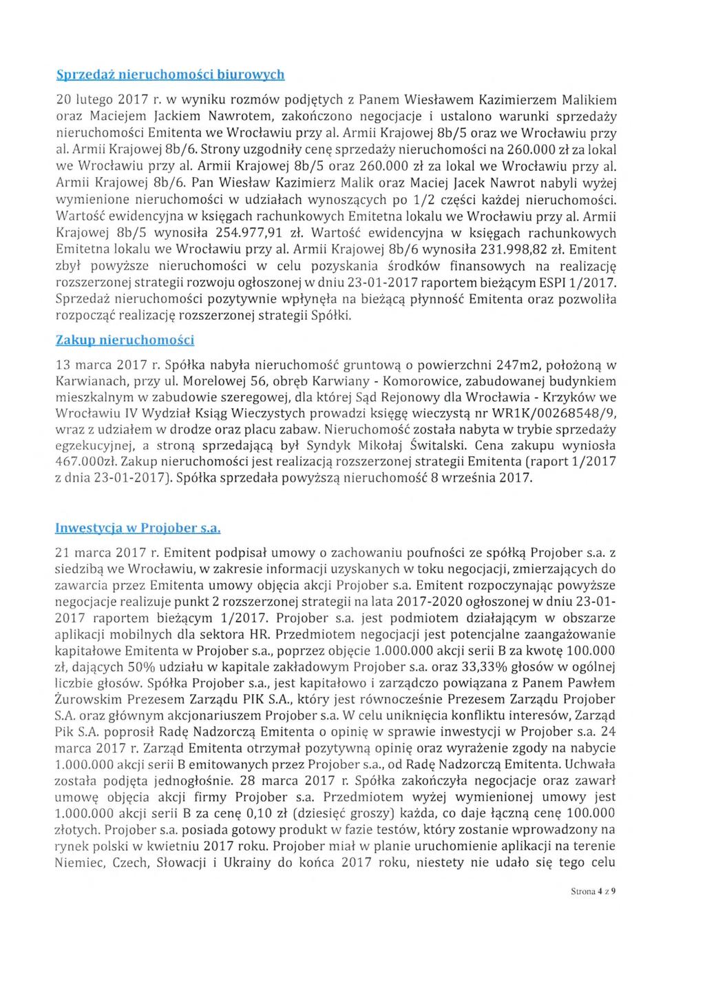 rzedaż nieruchomo ści biurowych 20 lutego 2017 r.