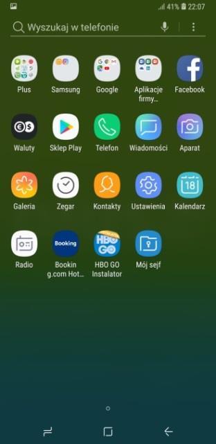 Samsung Galaxy A7 To nas wyróżnia! animacja na start i wyłączenie; tapeta i tapeta blokady; Plusowa ikonka przeglądarki internetowej; skróty do aplikacji ipla, Nawigacja Plus, Booking.com i Plus.