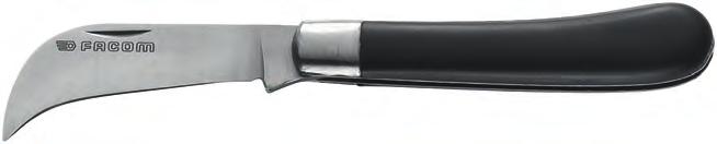 843 [mm] [g] 100 115 Nóż dla elektryków z rękojeścią drewnianą i nacięciem do ściągania izolacji Ostrze ze stali nierdzewnej polerowanej.