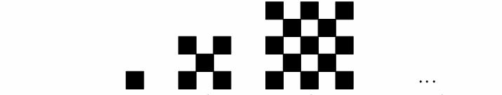 18. Ile małych czarnych kwadratów należy użyć, aby zbudowaćpiętnastąfiguręna podstawie przedstawionego schematu pierwszych trzech figur? 1.. 3. 15. a. 03 b. 365 c. 81 d. 1 e. 5 19.