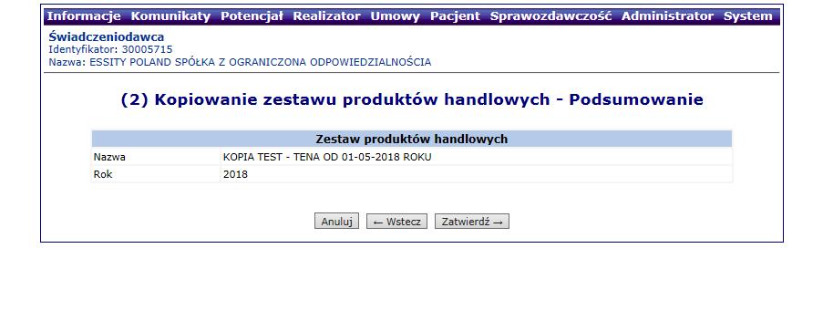 SZOI AKTUALIZACJA zestawu produktów handlowych KROK 3 W kolejnym kroku mamy