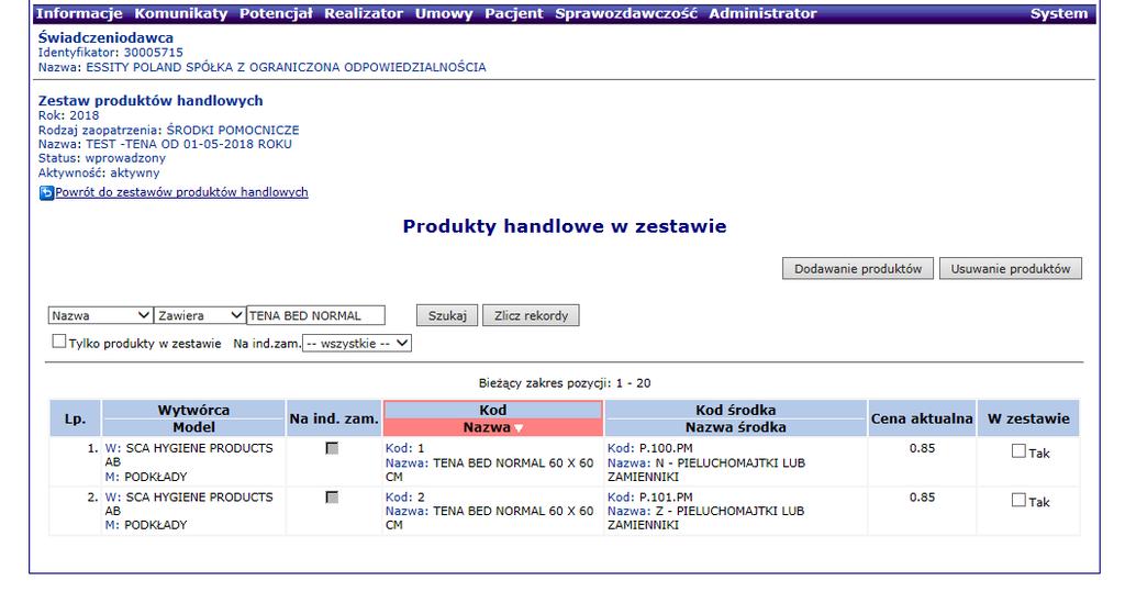 SZOI AKTUALIZACJA zestawu produktów handlowych KROK 6