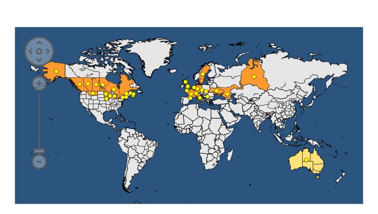 występowania Holandia Obecny, brak szczegółów EPPO 2018a Rosja: Serbia Słowacja Szwecja Południowa Rosja Zachodnia Syberia Obecny, ograniczony zasięg występowania Obecny, ograniczony zasięg