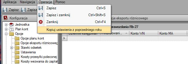 Krok 12 - Eksport różnicowy Jeśli w roku 2019 chcemy wykonywać eksport różnicowy sprawozdań jednostkowych musimy skonfigurować opcje eksportu różnicowego.